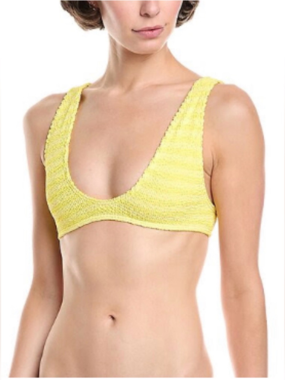 bond-eye Swim Scout Crop Bikini Top Yellow Crinkle One Size New